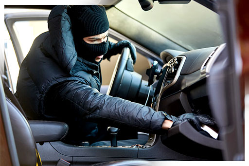 thief getting the clicker in the car parked in front of Can Asia Grocers